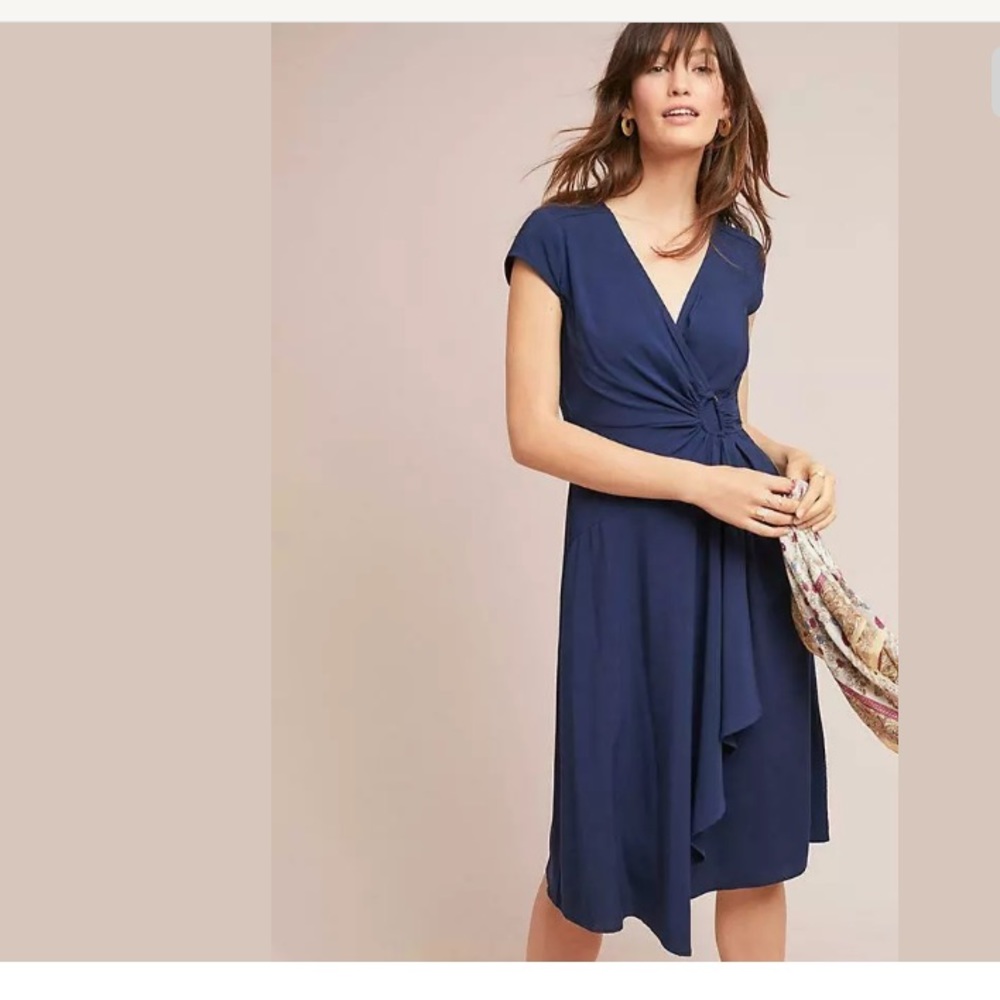 Anthropologie Maeve Faux Wrap Blue Dress - 12 NWT